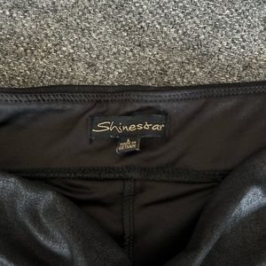 Shinestar leather-look leggings